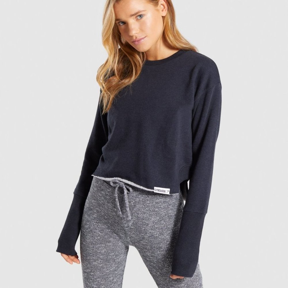 Gymshark Slounge Crescent Sweater - Black Marl XS